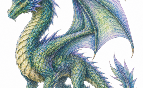 drago disegno a matite colorate pastelli